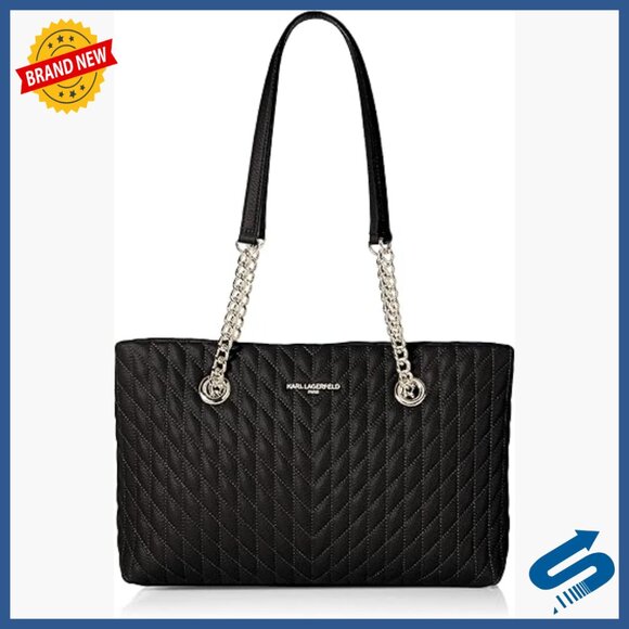 Leather Tote Bag with Chain Strap Zipper Closure Interior Pockets